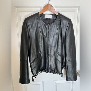 Black Sandro genuine leather jacket, size 6(US), eur 38